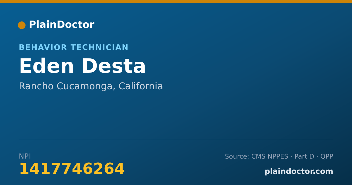 Shareable card for Eden Desta - Behavior Technician, Rancho Cucamonga, CA