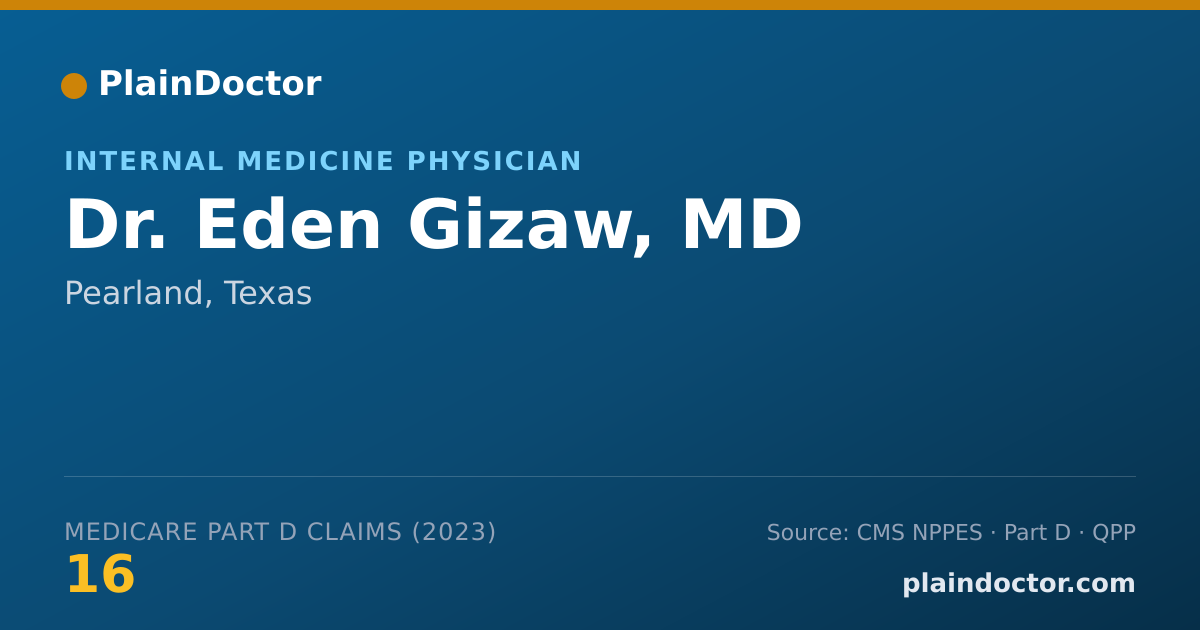 Shareable card for Eden Gizaw, MD - Internal Medicine Physician, Pearland, TX