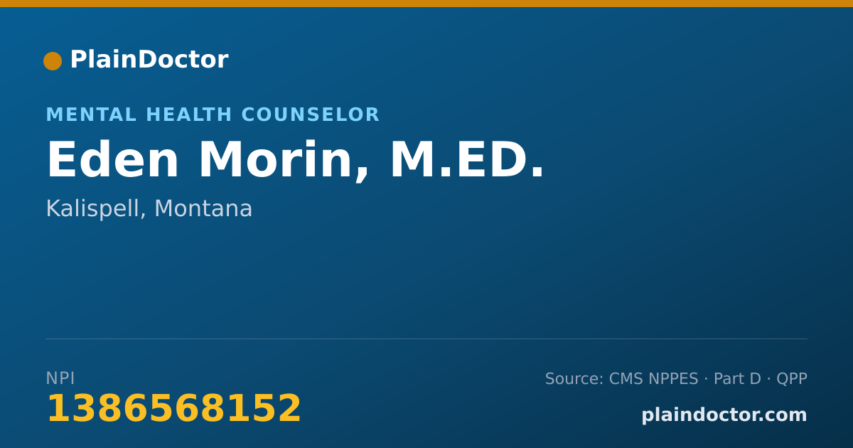 Shareable card for Eden Morin, M.ED. - Mental Health Counselor, Kalispell, MT