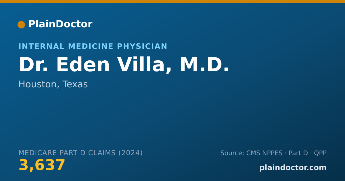 Shareable card for Eden Villa, M.D. - Internal Medicine Physician, Houston, TX