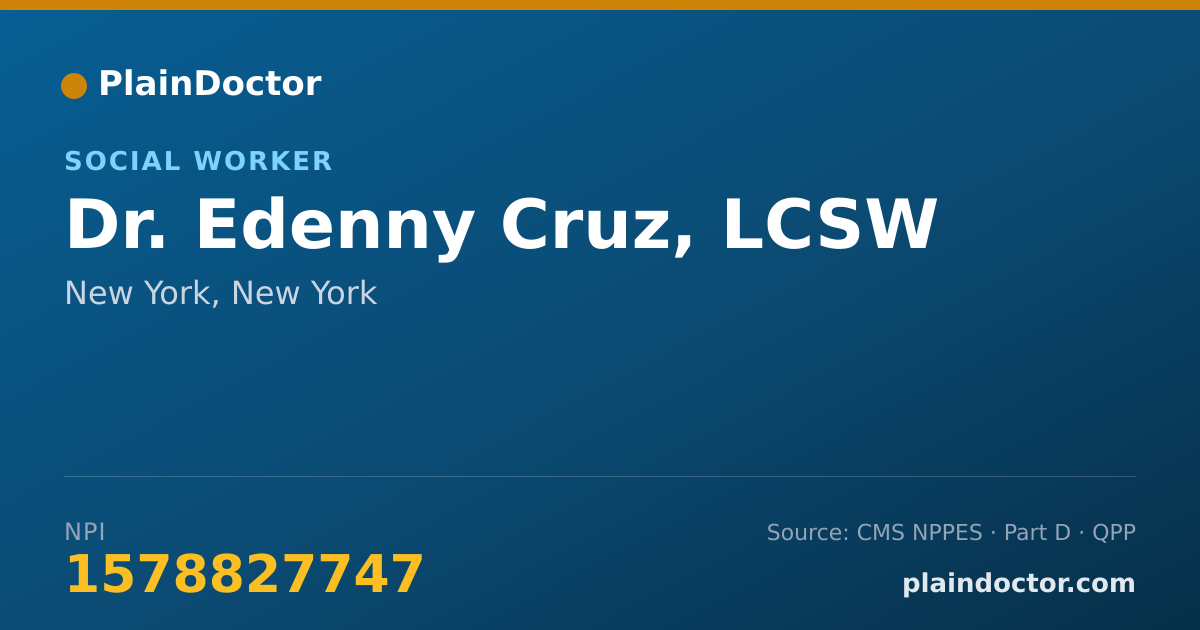 Shareable card for Edenny Cruz, LCSW - Social Worker, New York, NY