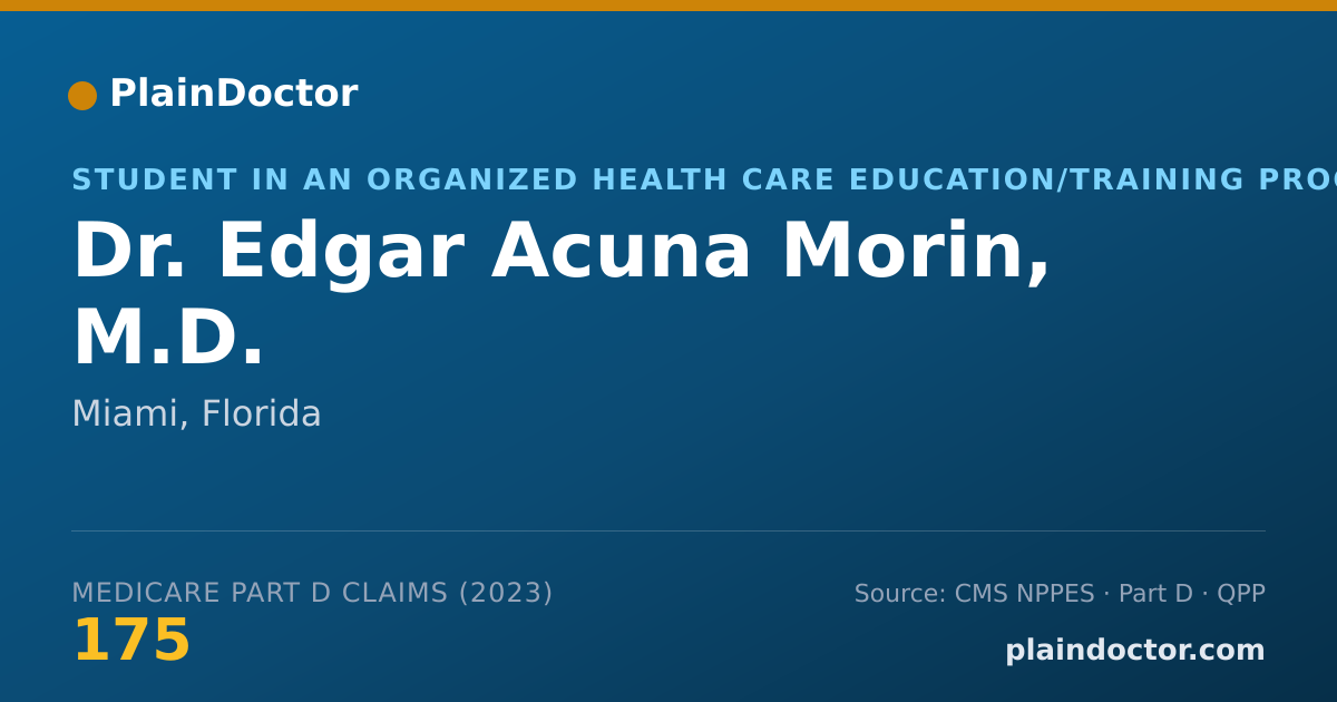 Shareable card for Edgar Acuna Morin, M.D. - Student in an Organized Health Care Education/Training Program, Miami, FL