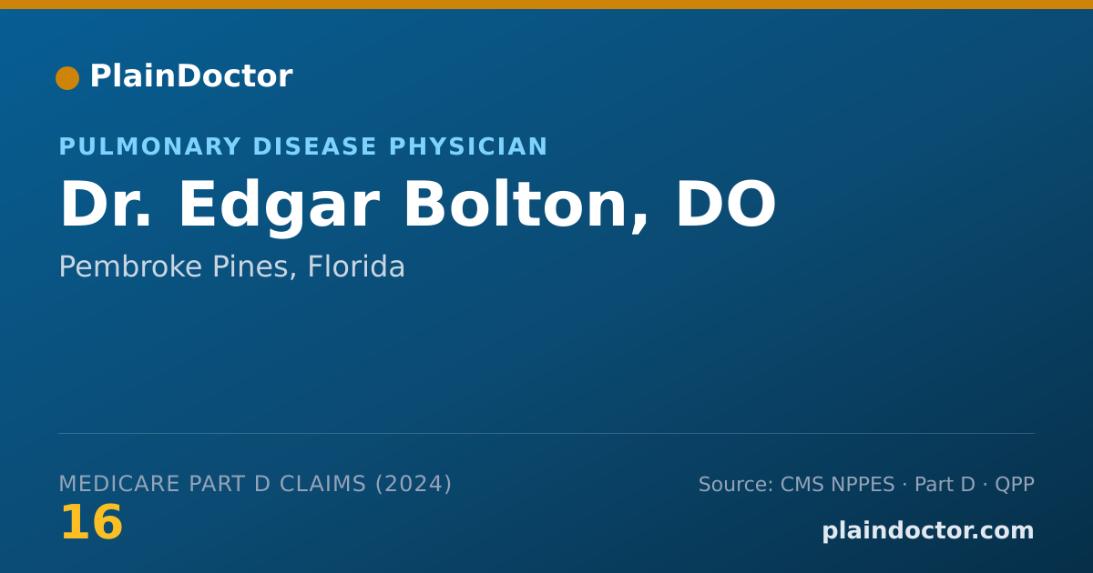 Shareable card for Edgar Bolton, DO - Pulmonary Disease Physician, Pembroke Pines, FL
