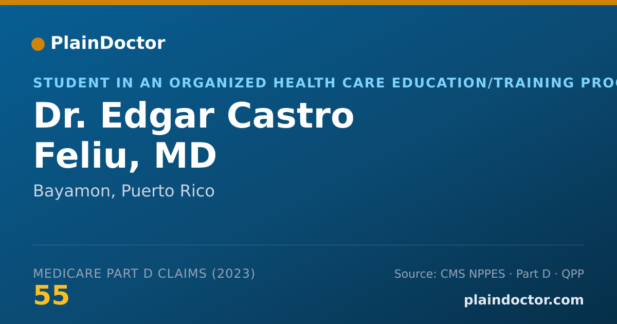 Shareable card for Edgar Castro Feliu, MD - Student in an Organized Health Care Education/Training Program, Bayamon, PR