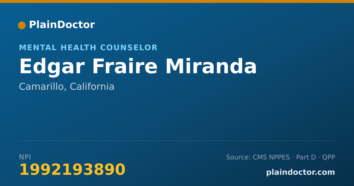 Shareable card for Edgar Fraire Miranda - Mental Health Counselor, Camarillo, CA