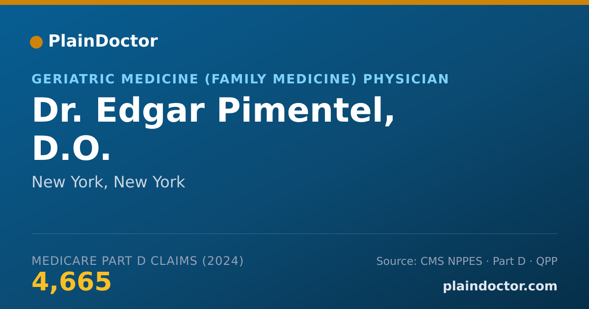 Shareable card for Edgar Pimentel, D.O. - Geriatric Medicine (Family Medicine) Physician, New York, NY