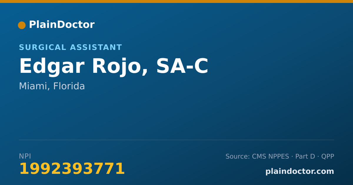 Shareable card for Edgar Rojo, SA-C - Surgical Physician Assistant, Miami, FL