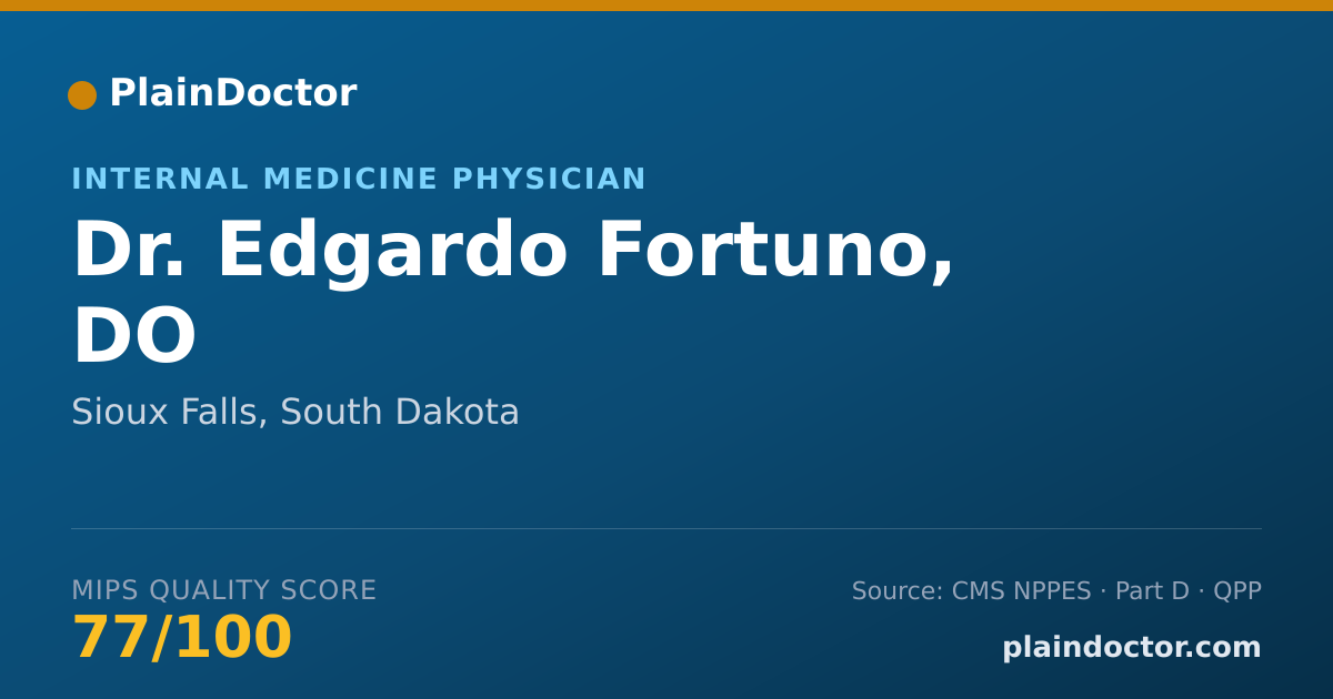 Shareable card for Edgardo Fortuno, DO - Internal Medicine Physician, Sioux Falls, SD