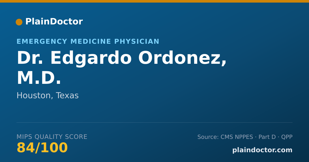 Shareable card for Edgardo Ordonez, M.D. - Emergency Medicine Physician, Houston, TX