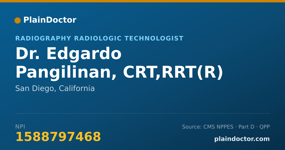 Shareable card for Edgardo Pangilinan, CRT,RRT(R) - Radiography Radiologic Technologist, San Diego, CA