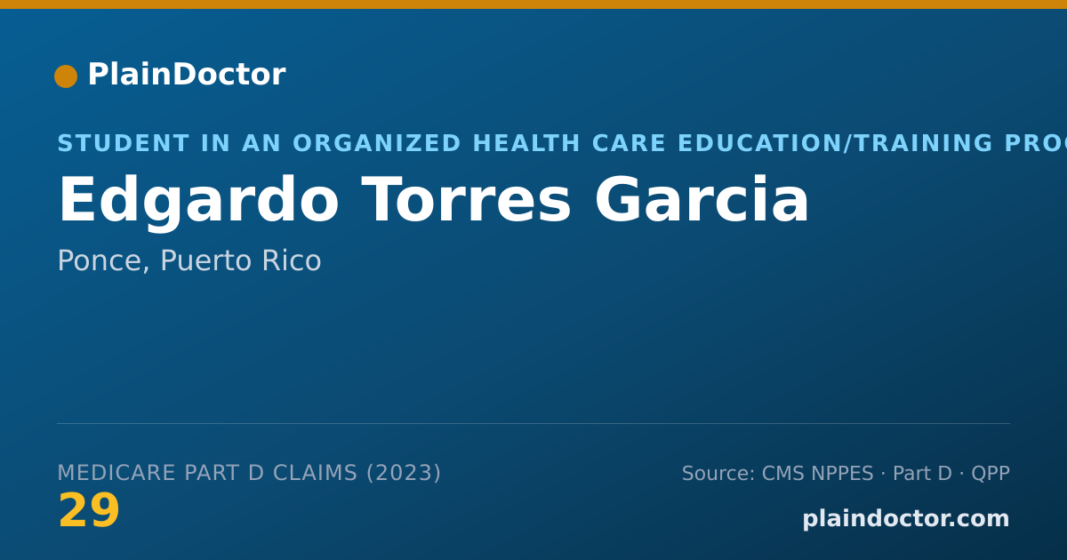 Shareable card for Edgardo Torres Garcia - Student in an Organized Health Care Education/Training Program, Ponce, PR
