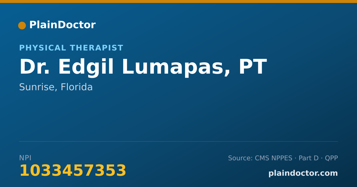 Shareable card for Edgil Lumapas, PT - Physical Therapist, Sunrise, FL