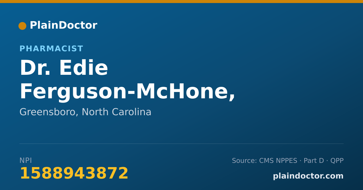 Shareable card for Edie Ferguson-McHone, PHARMD - Pharmacist, Greensboro, NC