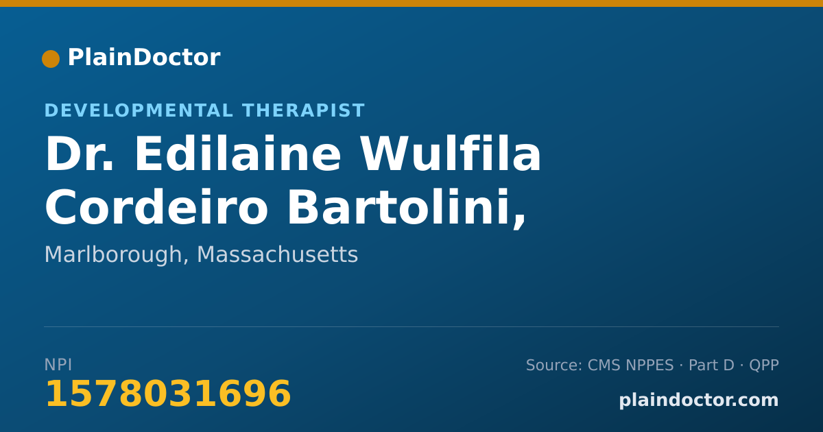 Shareable card for Edilaine Wulfila Cordeiro Bartolini, BACHELOR  DEGREE - Developmental Therapist, Marlborough, MA
