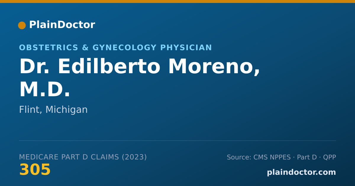 Shareable card for Edilberto Moreno, M.D. - Obstetrics & Gynecology Physician, Flint, MI