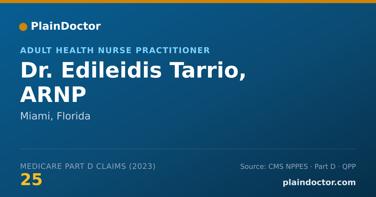 Shareable card for Edileidis Tarrio, ARNP - Adult Health Nurse Practitioner, Miami, FL