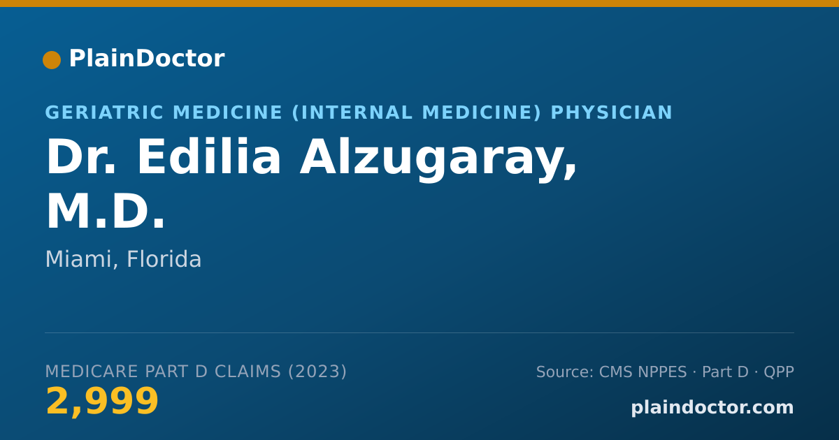 Shareable card for Edilia Alzugaray, M.D. - Geriatric Medicine (Internal Medicine) Physician, Miami, FL