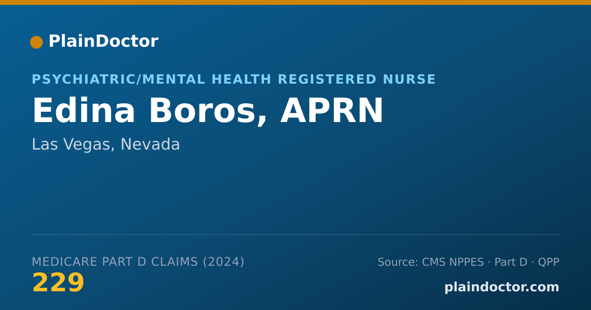 Shareable card for Edina Boros, APRN - Psychiatric/Mental Health Registered Nurse, Las Vegas, NV