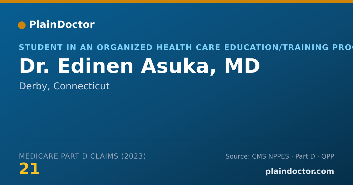 Shareable card for Edinen Asuka, MD - Student in an Organized Health Care Education/Training Program, Derby, CT