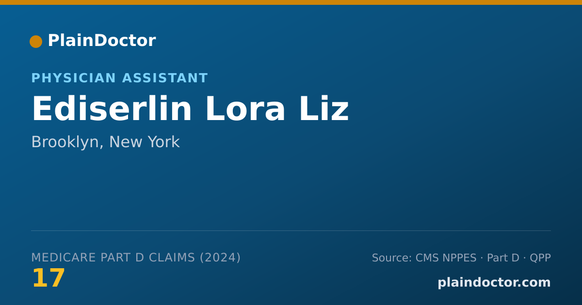 Shareable card for Ediserlin Lora Liz - Physician Assistant, Brooklyn, NY
