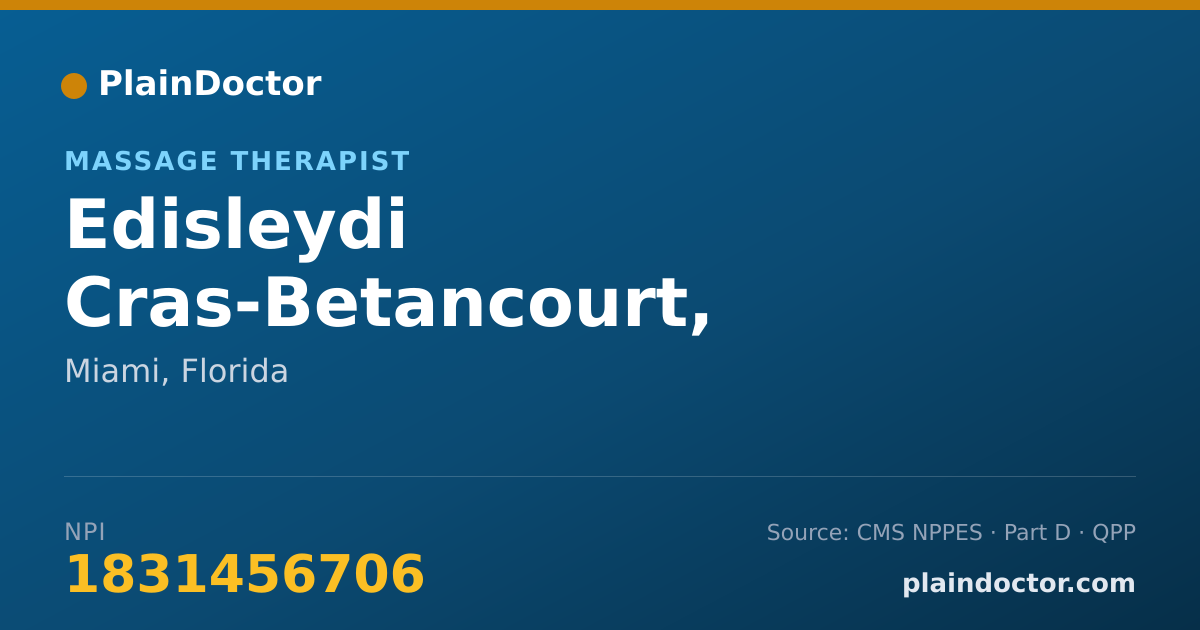 Shareable card for Edisleydi Cras-Betancourt, MASSAGE THERAPY - Massage Therapist, Miami, FL