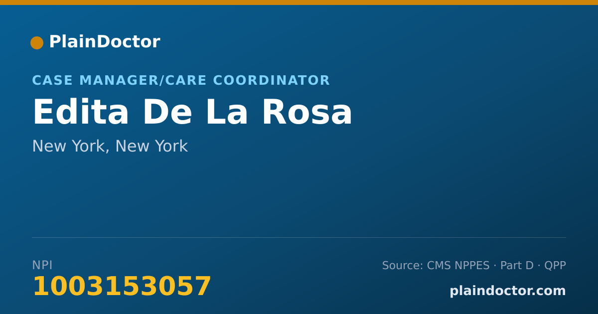 Shareable card for Edita De La Rosa - Case Manager/Care Coordinator, New York, NY
