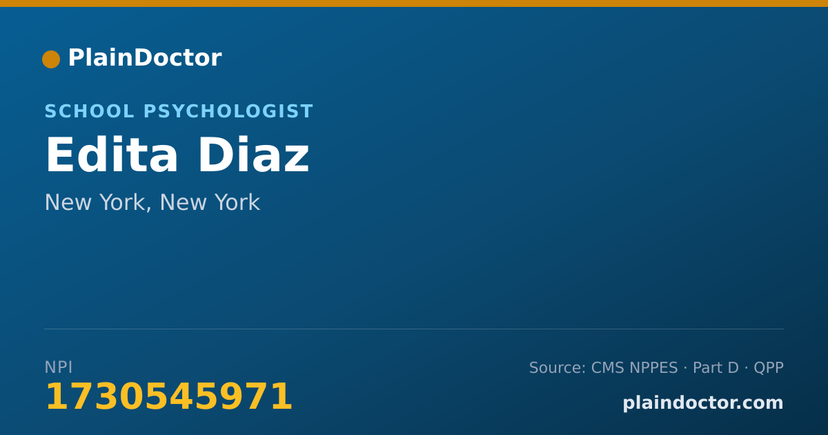 Shareable card for Edita Diaz - School Psychologist, New York, NY