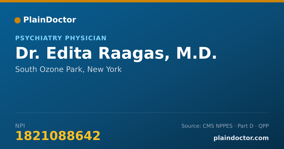 Shareable card for Edita Raagas, M.D. - Psychiatry Physician, South Ozone Park, NY