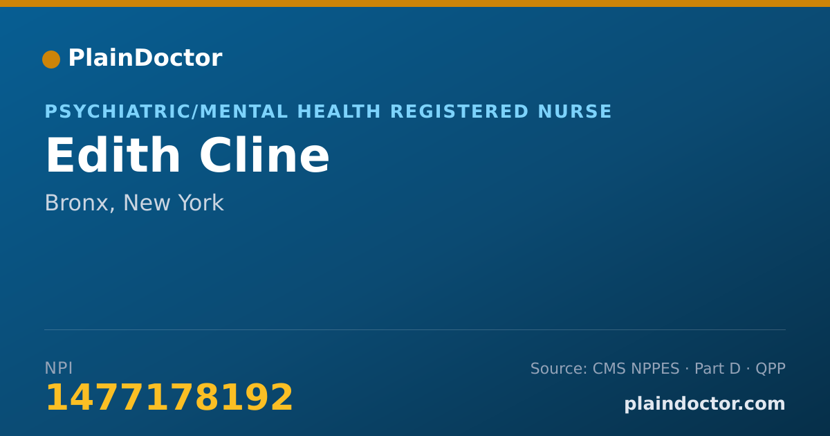 Shareable card for Edith Cline - Psychiatric/Mental Health Registered Nurse, Bronx, NY