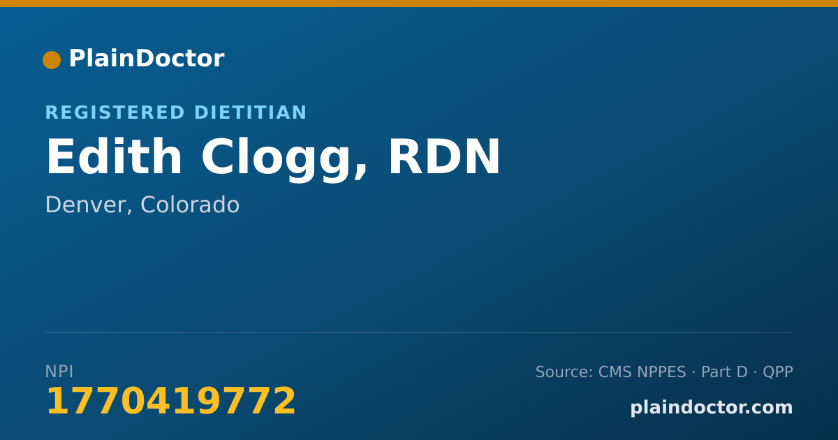 Shareable card for Edith Clogg, RDN - Registered Dietitian, Denver, CO