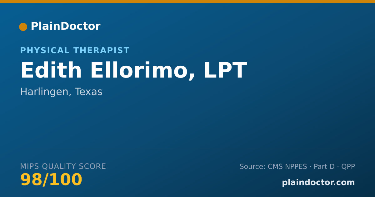 Shareable card for Edith Ellorimo, LPT - Physical Therapist, Harlingen, TX