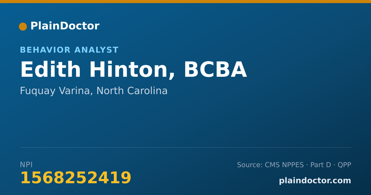 Shareable card for Edith Hinton, BCBA - Behavior Analyst, Fuquay Varina, NC