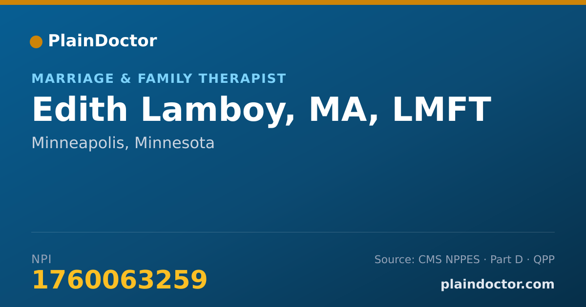 Shareable card for Edith Lamboy, MA, LMFT - Marriage & Family Therapist, Minneapolis, MN