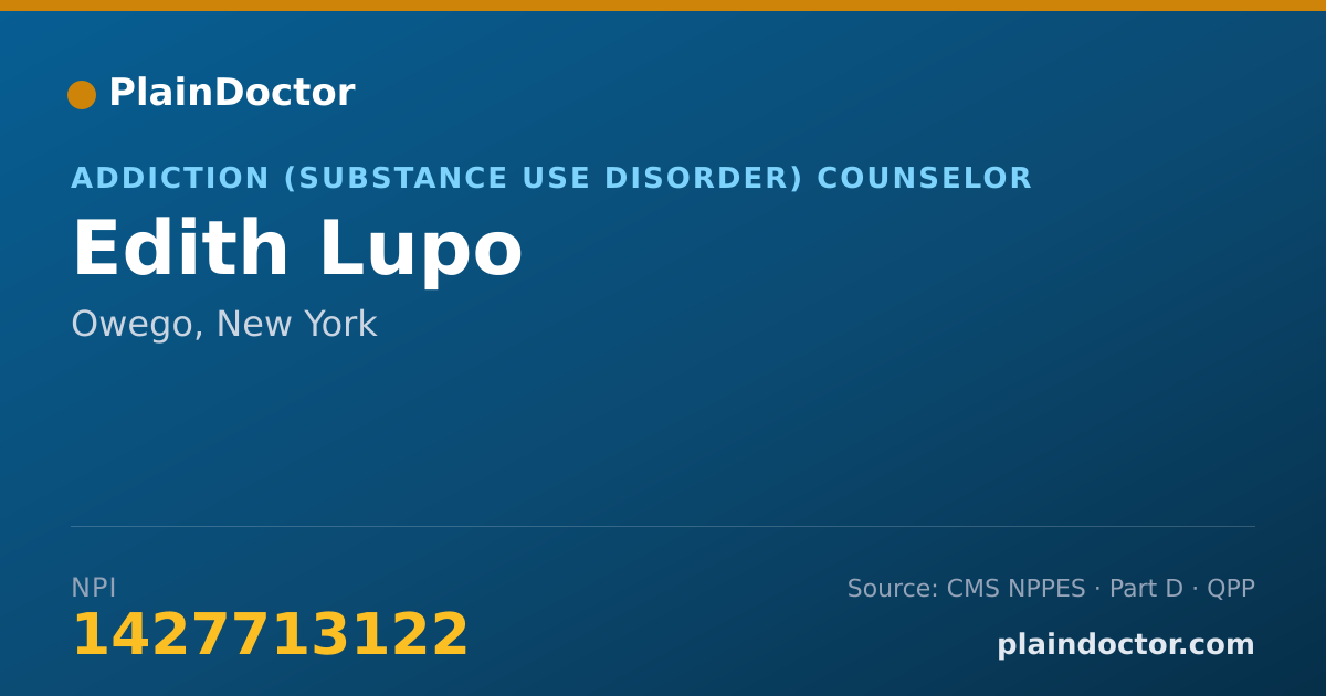 Shareable card for Edith Lupo - Addiction (Substance Use Disorder) Counselor, Owego, NY