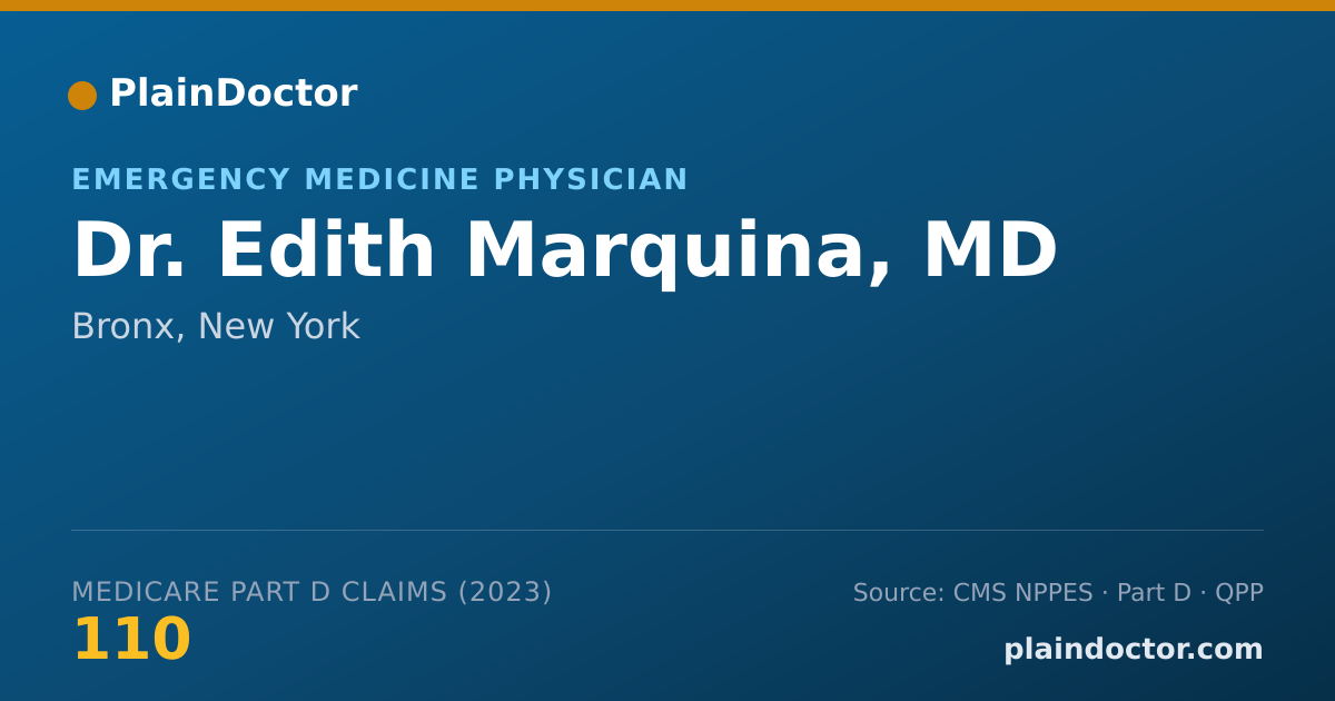 Shareable card for Edith Marquina, MD - Emergency Medicine Physician, Bronx, NY