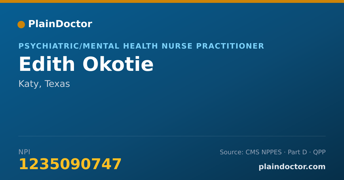 Shareable card for Edith Okotie - Psychiatric/Mental Health Nurse Practitioner, Katy, TX