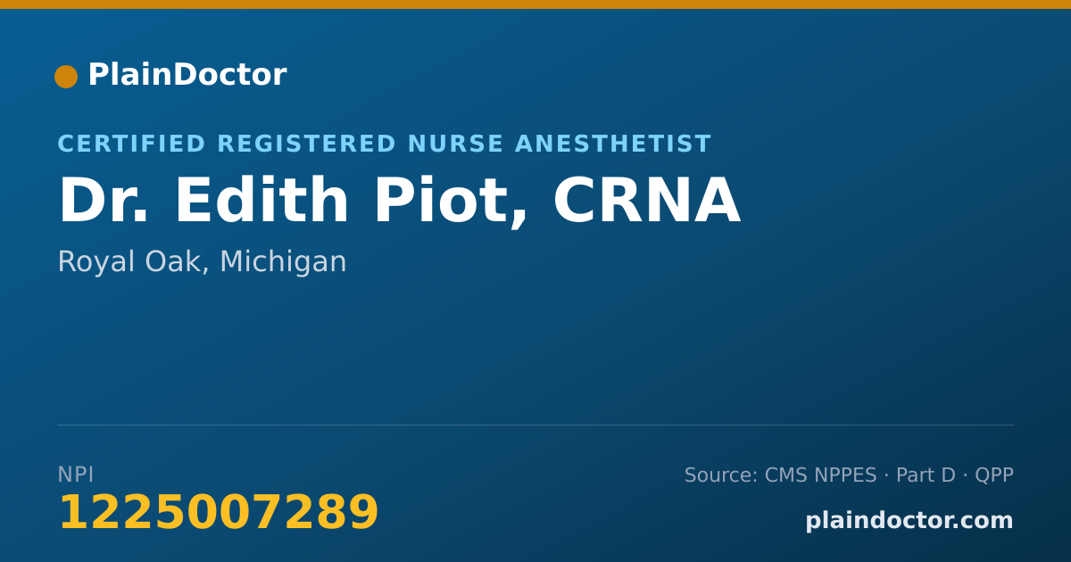 Shareable card for Edith Piot, CRNA - Certified Registered Nurse Anesthetist, Royal Oak, MI