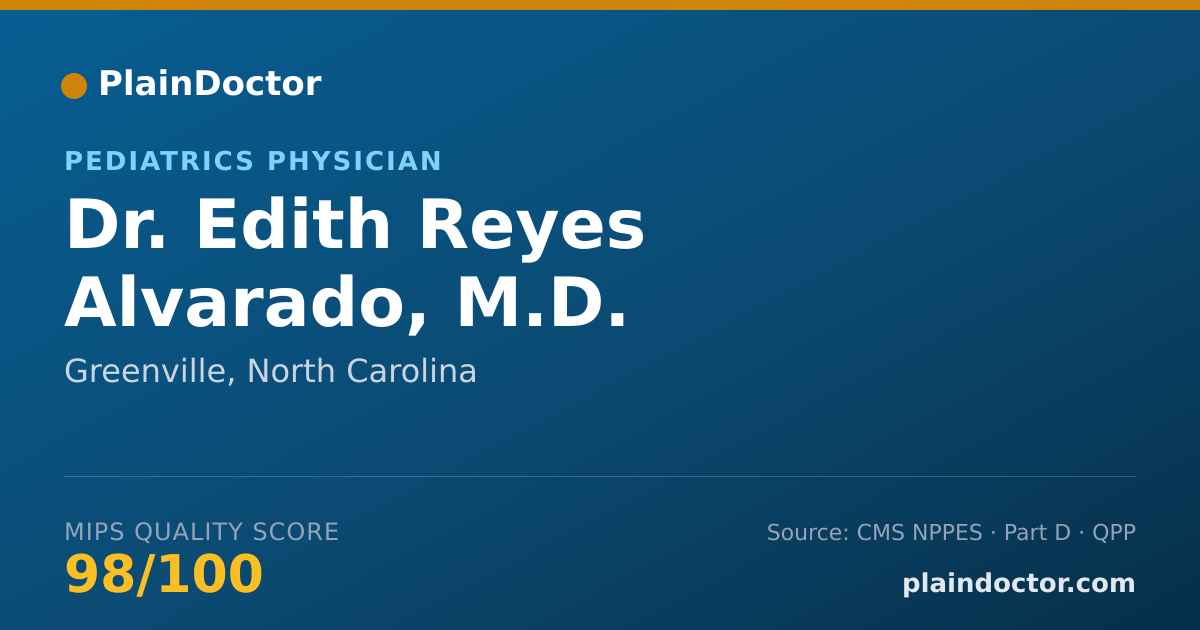 Shareable card for Edith Reyes Alvarado, M.D. - Pediatrics Physician, Greenville, NC