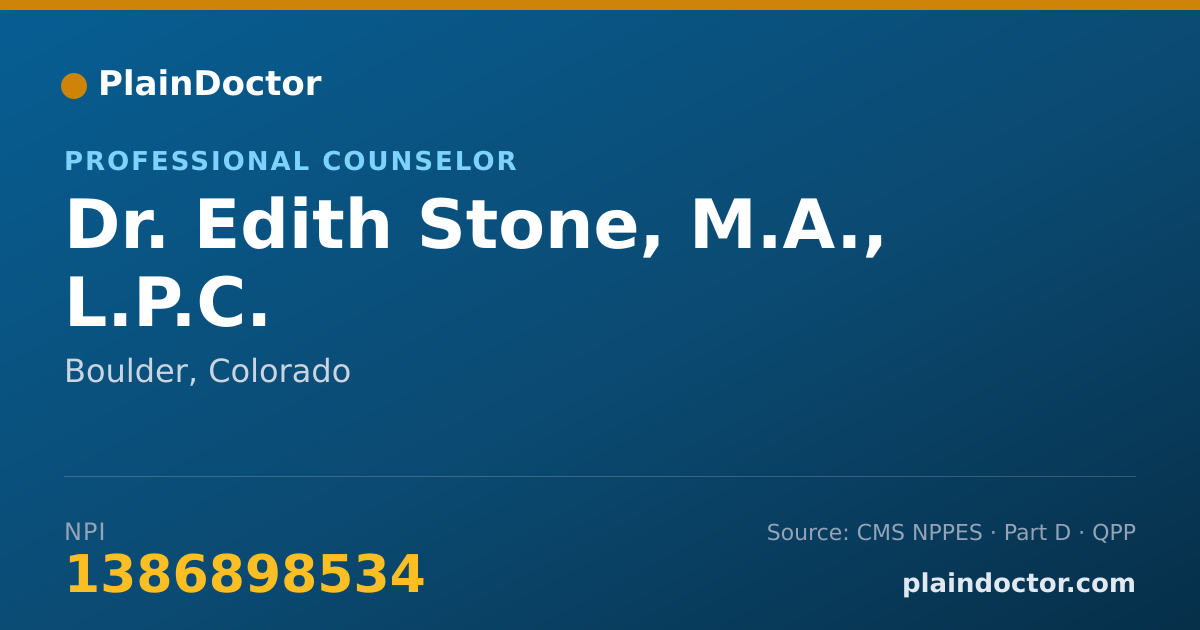Shareable card for Edith Stone, M.A., L.P.C. - Professional Counselor, Boulder, CO