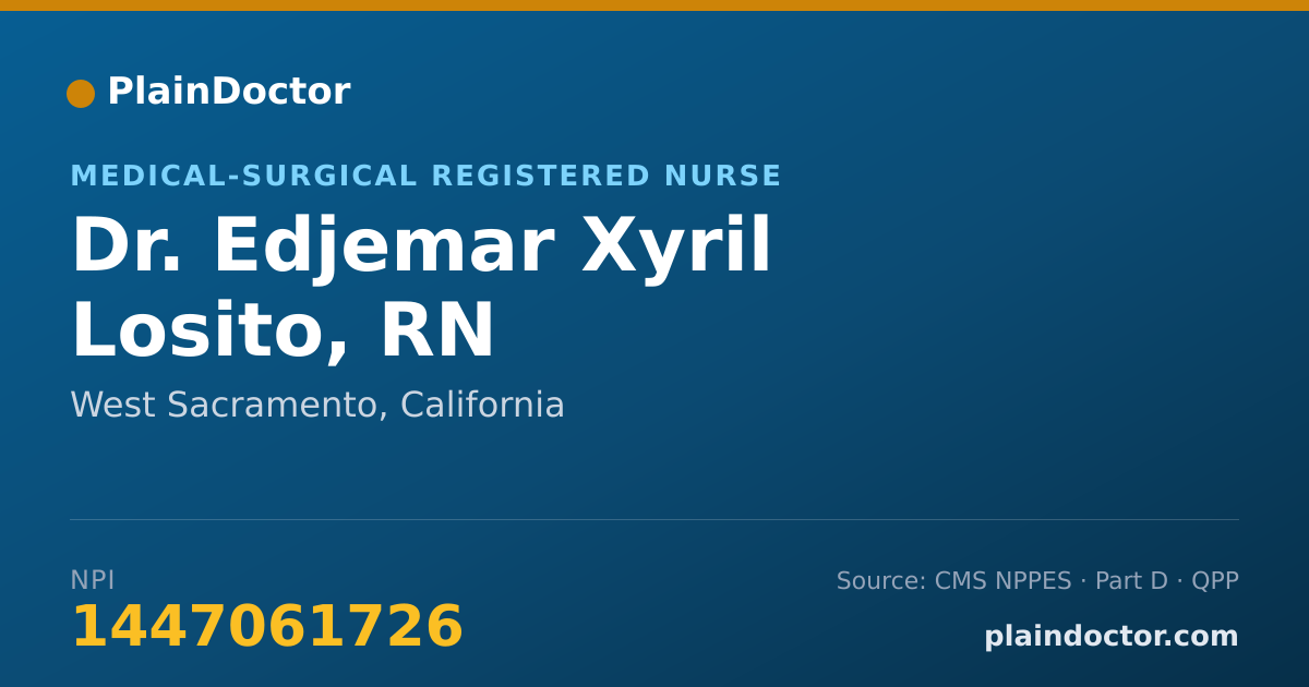 Shareable card for Edjemar Xyril Losito, RN - Medical-Surgical Registered Nurse, West Sacramento, CA