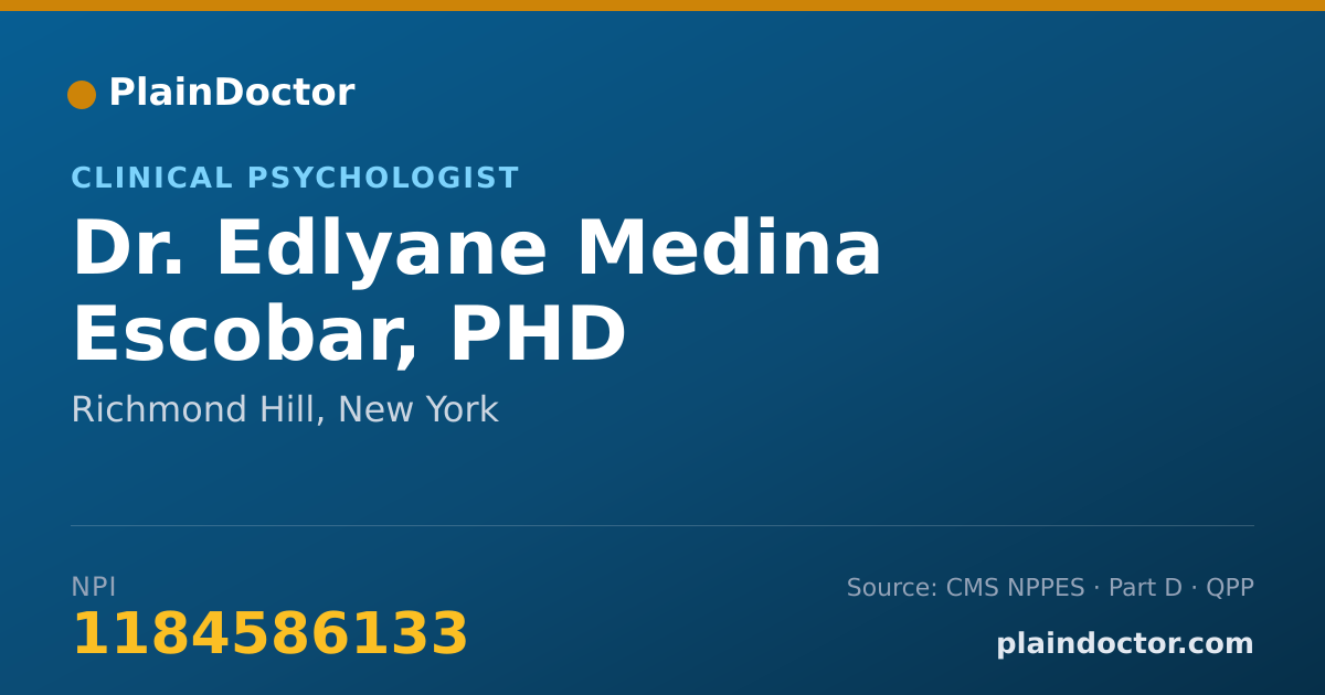 Shareable card for Edlyane Medina Escobar, PHD - Clinical Psychologist, Richmond Hill, NY