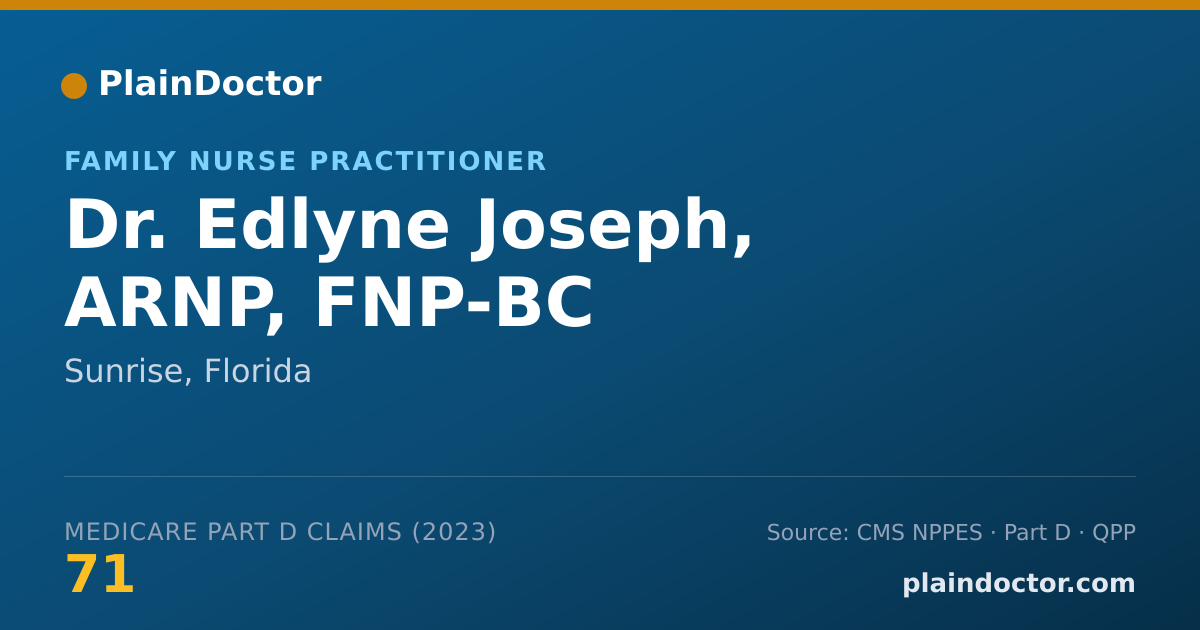 Shareable card for Edlyne Joseph, ARNP, FNP-BC - Family Nurse Practitioner, Sunrise, FL