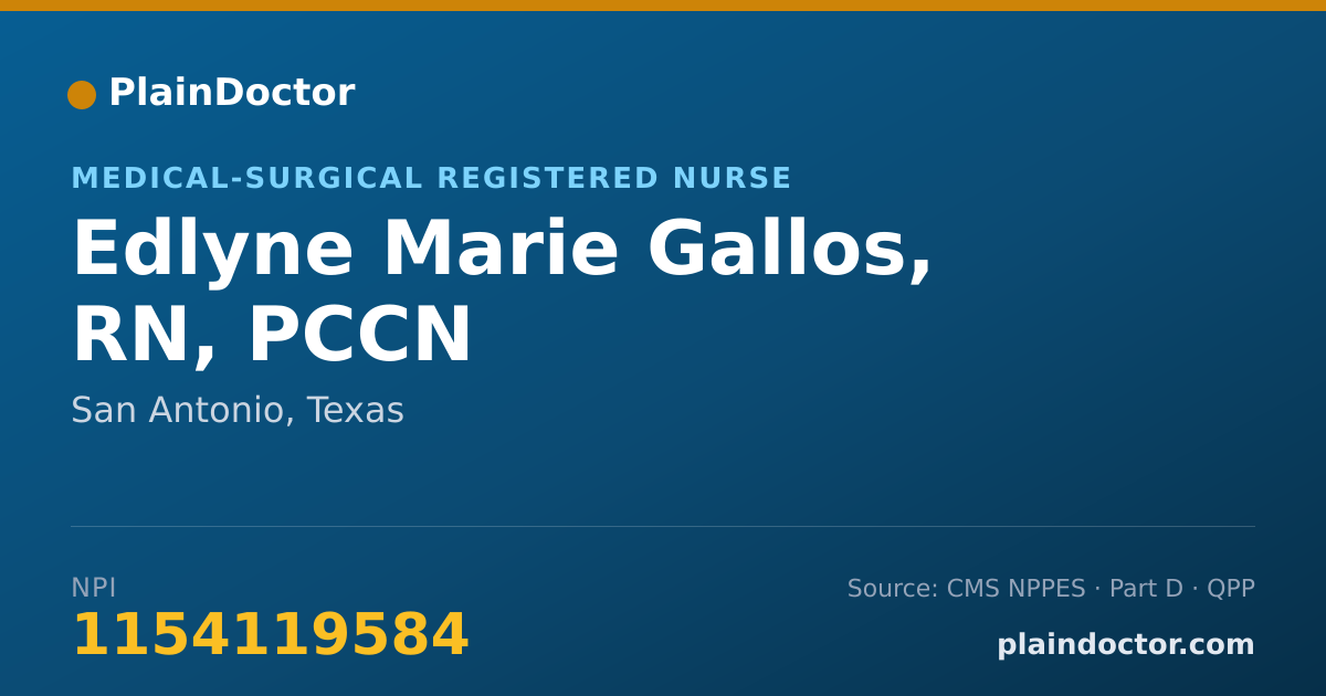 Shareable card for Edlyne Marie Gallos, RN, PCCN - Medical-Surgical Registered Nurse, San Antonio, TX