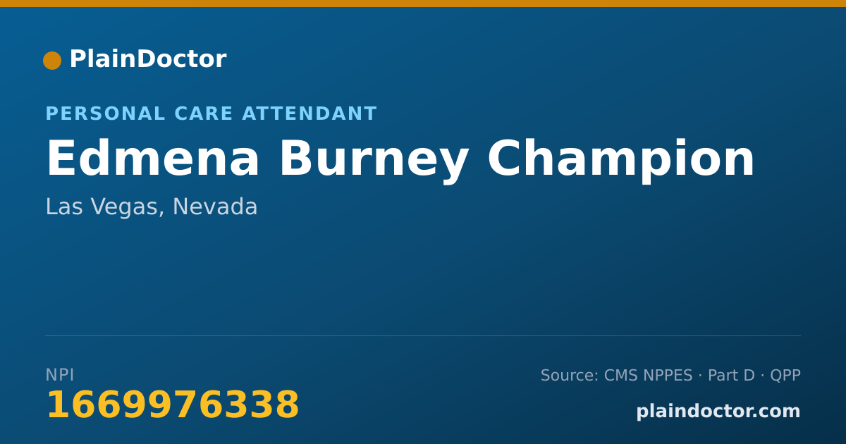 Shareable card for Edmena Burney Champion - Personal Care Attendant, Las Vegas, NV
