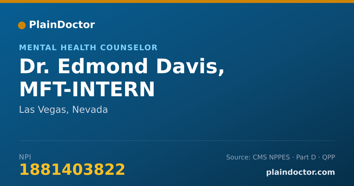 Shareable card for Edmond Davis, MFT-INTERN - Mental Health Counselor, Las Vegas, NV