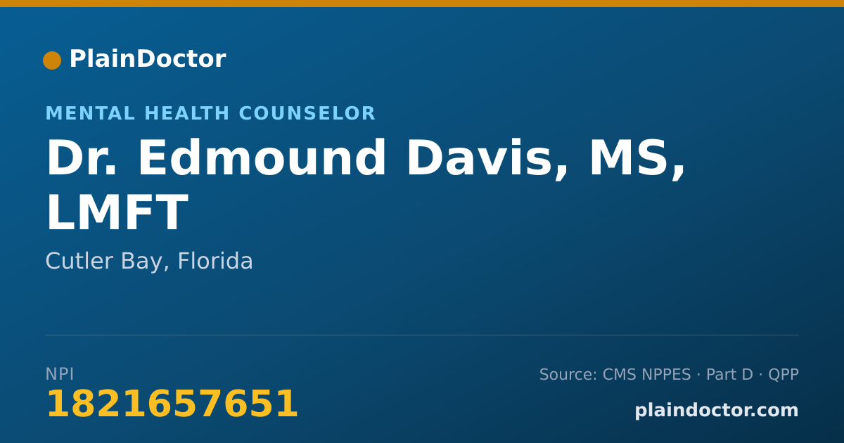 Shareable card for Edmound Davis, MS, LMFT - Mental Health Counselor, Cutler Bay, FL