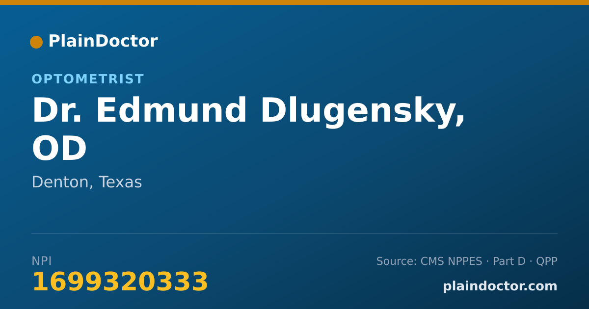 Shareable card for Edmund Dlugensky, OD - Optometrist, Denton, TX