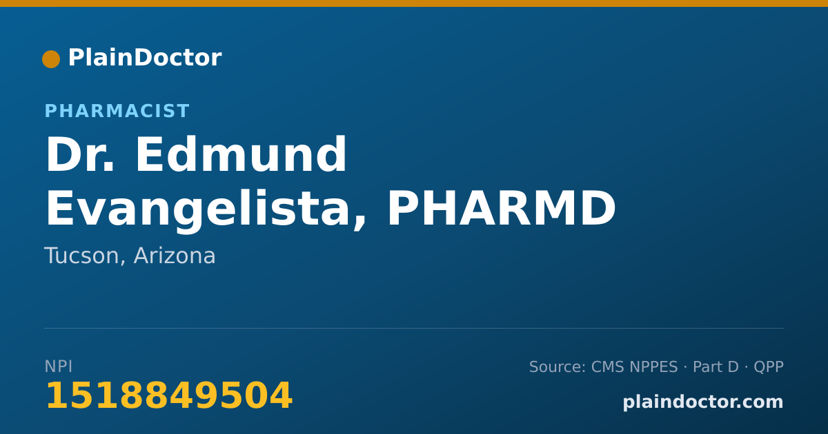 Shareable card for Edmund Evangelista, PHARMD - Pharmacist, Tucson, AZ