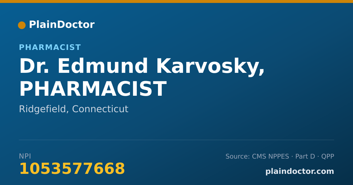 Shareable card for Edmund Karvosky, PHARMACIST - Pharmacist, Ridgefield, CT