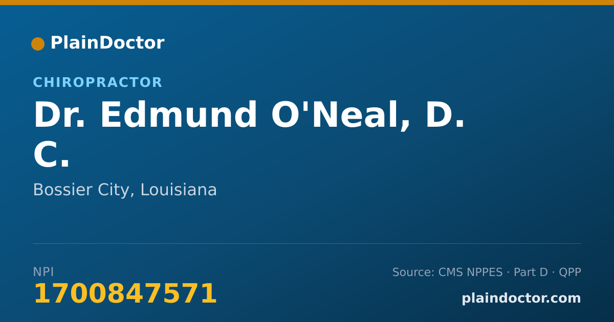 Shareable card for Edmund O'Neal, D. C. - Chiropractor, Bossier City, LA